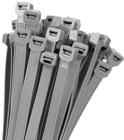 Armpow 45,7 cm silberfarbene Kabelbinder, robust, 100 Stück, 90,7 kg, ultra-exklusive, starke Kunststoffdrahtbinder, große Kabelbinder, extra lange Kabelbinder, für Innen- und Außenbereich,