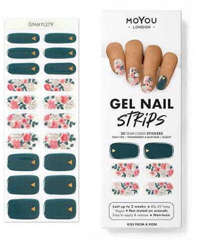 MOYOU LONDON Semi Cured Gel Nail Strips - 20 Pcs. Nail Wraps for Salon-Quality Manicure - Works with Any UV Lamp - Easy to Apply, Trim, & Remove Gel Stickers