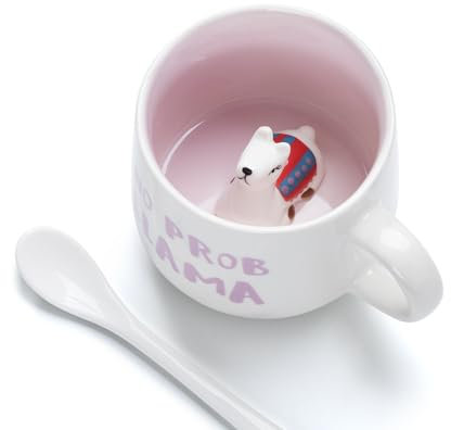 TELANKS 3D Alpaka Tasse Geschenke für Frauen Mit Löffel und Tassenbürste 350ml Kaffeetassen Lustiges Geschenklustige für Freundinnen und Ehefrauen Geburtstagsgeschenk (Rosa)