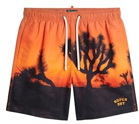 Superdry Herren 17-Zoll Badeshorts aus recyceltem Material mit Foto-Print Abendrot Orange L