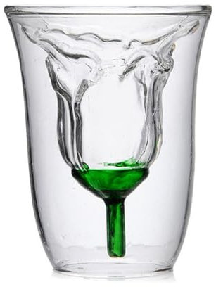 RXMORI Lot de 2 Verres à Vin en Forme de Rose à Double Paroi, Gobelets à Cocktail de 120 ML, Verres à Boire Créatifs en Forme de Rose pour la Maison, Le Bar, la Discothèque