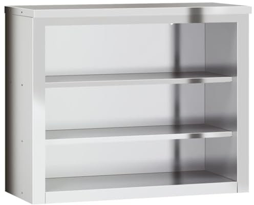 vidaXL Küche Wandschrank, Küchenschrank mit Ablagen Wandmontage, Gastro Hängeschrank Schrank, Edelstahlschrank Wandhängeschrank, Edelstahl