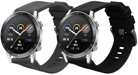kwmobile Pulsera compatible con HONOR Magic Watch 2 46mm correa - 2x Correas de silicona flexible - Tamaño ajustable