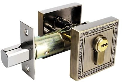 Bronze Invisible Door Lock with Keys Single Cylinder Deadbolt Zinc Alloy Door Lock for Bedroom, Kitchen, Balcony, Bathroom, Office