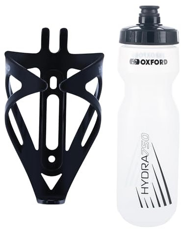 Oxford Bike Bottle Holder and 750ml Clear BPA-Free Water Bottle Set - Durable Matt Black Cage, Universal Fit for Road and Mountain Bikes, Easy Install - Perfect for Outdoor Cycling and Hydration