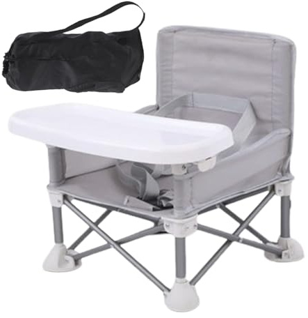 Babyschale, faltbarer Baby-Fütterstuhl, tragbarer Sitzerhöhungsstuhl für den Innen- und Außenbereich, Baby-Sit-Up-Stuhl für Esstisch, Camping, Strand (grau)