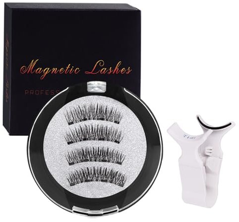 RZJZGZ Magnetic Eyelashes Natural Look Reusable Cat Eye Magnetic Lashes with Applicator Magnetic Eyelashes without Eyeliner Magnetic Lashes Kit No Glue or Eyeliner Needed (24P-4)
