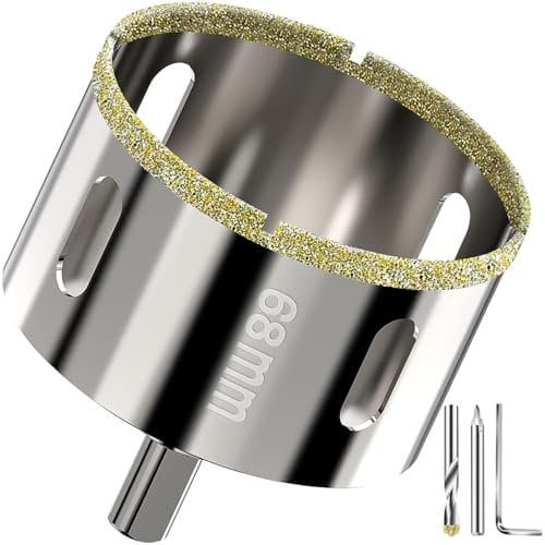 Scie cloche diamantée 68mm - Foret trépan diamant brasé sous vide pour granit, marbre, verre, céramique, porcelaine et carrelage dur - Foret de centrage inclus