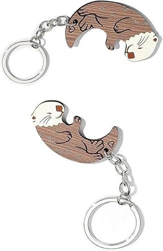 xutao 2PZ Ottera Cute Cartoon Tiere Paar Puzzle Schlüsselanhänger für Frauen Männer Auto Zubehör Freunde Geschenke