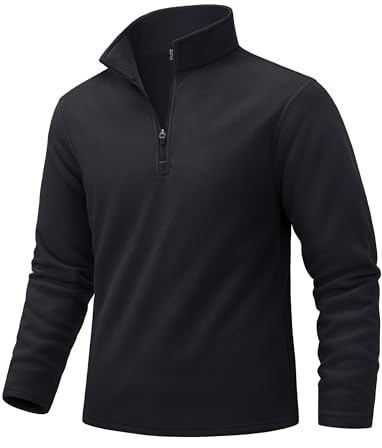 TACVASEN Men's Fleece Jumper 1/4 Zip Fleece Tops Stand Collar Long Sleeve Warm Winter Sweatshirts for Outdoor Hiking Fishing Work