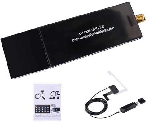 Antena Dab para Radio de Coche Android, USB 2.0 Dongle, Sintonizador de Radio Dab+ con Antena+SMA Juego de Antenas de Cristal