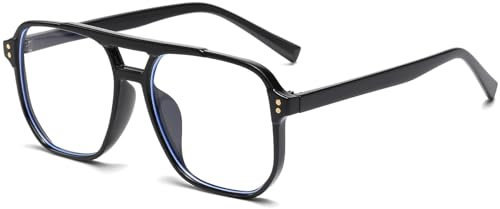 YAMEIZE Montatura Occhiali da Vista Donna Uomo Occhiali Anti Luce Blu Pilota Quadrato Occhiali Anti Filtro Luce Blu per Gaming Computer