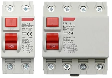 2P 4P 10/30/100/300mA tipo A RCCB RCD ELCB disyuntor de corriente Residual electromagnético interruptor diferencial 1 Uds(300mA,4P 25A)