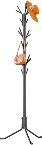 Coat Stand With 21 Hooks 182 cm Antler Hook Coat Rack Free Standing 3 Tier Coat Tree Metal Clothes Hats Stand For Entryway/Hallway/Bedroom/Office Black