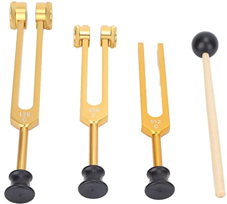 Ejoyous Stimmgabel Set, Aluminiumlegierung, Gold, 128 Hz 256 Hz 512 Hz, für Klangtherapie, Heilinstrument