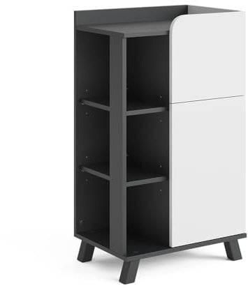 Vicco Midischrank Karen, Anthrazit/Weiß, 50 x 90 cm mit Tür und Schublade