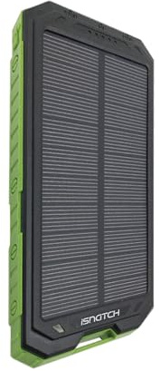 Power Bank Solar 10000 mAh, batería portátil con LED y brújula, 2 puertos USB, carga de emergencia, verde/negro