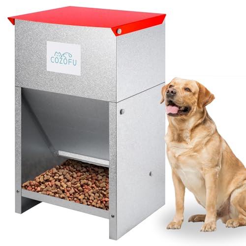 COZOFU Dog Feeder Galvanized Metal Pet Food Auto Gravity Dispenser Dog 50lb