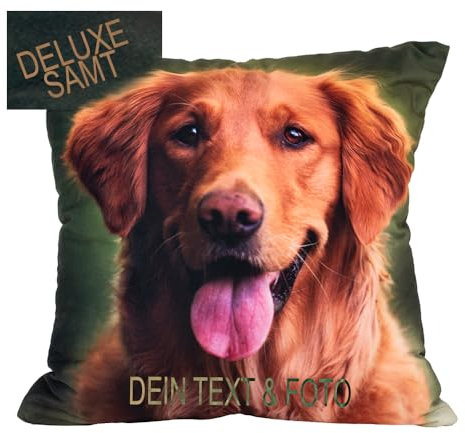 Personalisiertes Kissen mit Foto bedrucken lassen | 45x45 cm Samt | Zierkissen mit Reißverschluss + Füllung | Waschbar | individuell Bild Fotodruck selbst gestalten | Einseitig / Doppelseitig [091]