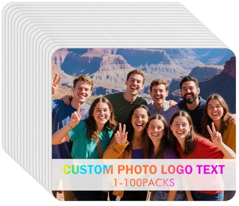 Mauspads mit Fotologo, personalisierbarer Bild, Text, Laptop-Schreibtischunterlage, Sublimation, individuell, rutschfest, Schreibtischunterlage für Büro und Zuhause, 50 Stück