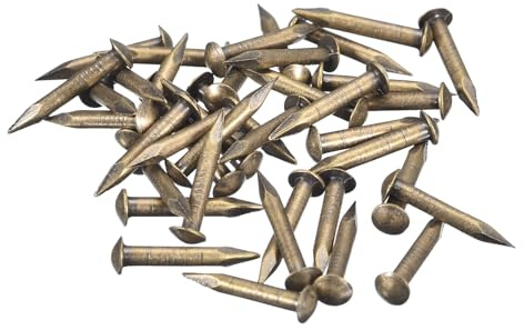 QUARKZMAN 35Pz Chiodi in Ottone 2x15mm(DxL) Chiodi per Quadri Muro Testa Rotonda Piccoli in Ottone Hardware per Progetti Fai da Te in Legno Scatole Decorative Casa, Tono Bronzo