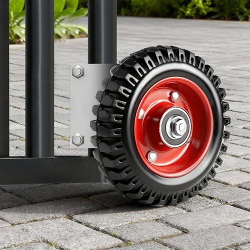 Torrollen 200 mm | Tor Räder | Schwerlast-Torräder | Vollgummi Laufrolle mit Hardware für Rohrtore, Metalltore, Holzgatter, Zaunpforten, Drehtore, 150kg Tragfähigkeit
