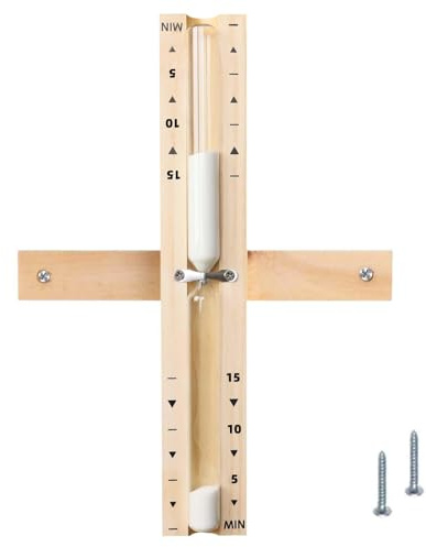 Sauna 15 Minute Hourglass Sand Timer,Wooden Sand Clock 15 Min,White Sand Watch Rotating,Reloj De Arena,Hear Resistant Wood Hour Glass Sandglass for Sauna &SPA Room