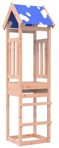 vidaXL Spielturm Braun 52,5 x 46,5 x 208 cm Massives Douglasienholz, Moderner Spielturm, Freizeitset für Kinder, robuste Schaukeln, Rutschen & Klettermöglichkeiten für Familienspaß