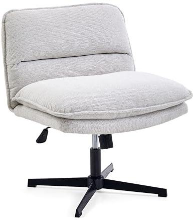 hjh LIVING Bürostuhl ohne Armlehnen, breiter Schneidersitz Stuhl mit gepolsterter Sitzfläche, ergonomischer Criss Cross Chair für Home Office, Wohnzimmer (Hellgrau)