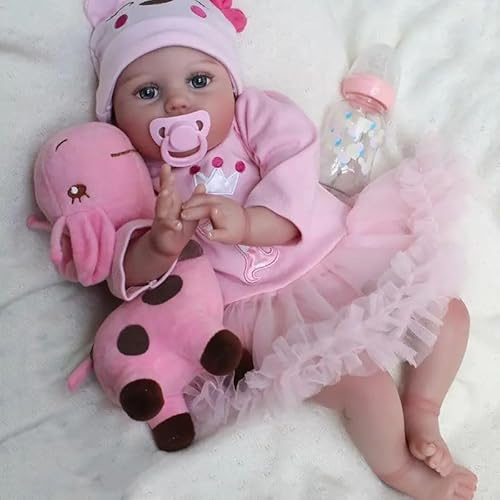 WEQNT 22 Pollici 55 cm Bambole Reborn Realistico Bambole Reborn Bambino Morbido Silicone Vinilico Reborn Dolls Bambolotti Ragazza Regalo di Natale Giocattolo