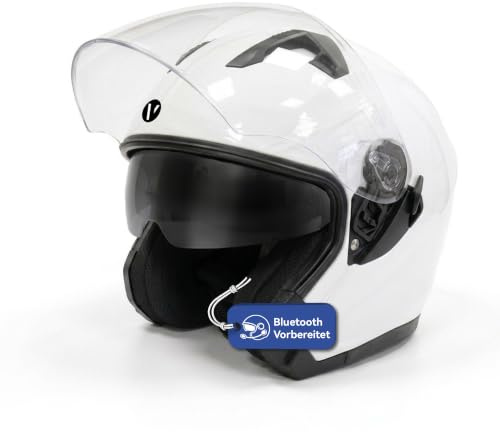 Casco Jet Moto Omologato ECE 22.06 con Visiera Trasparente – Casco Scooter con Presa d’Aria Superiore, Interno Confortevole e Chiusura Sicura – Ideale per Moto e Scooter