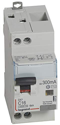 410725 Legrand Disjoncteur différentiel 16A type AC 300mA - courbe C - DX³4500 1P+N