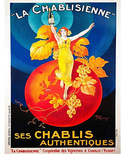 Wee Blue Coo Advert Chablis Wine France Artistic Vintage Art Print Poster Wall Decor Kunstdruck Poster Wand-Dekor-12X16 Zoll