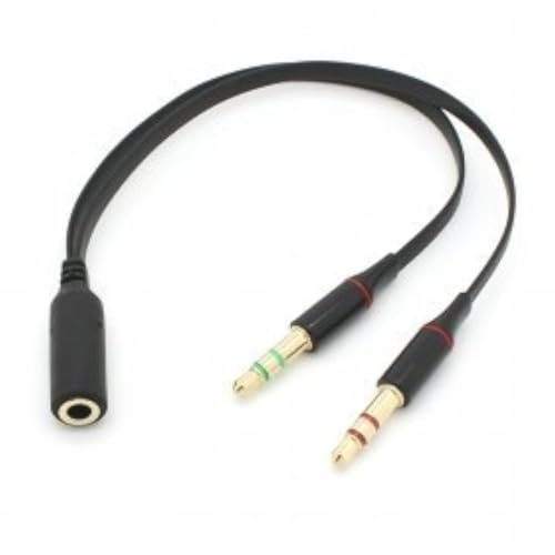 xiwai Cavo sdoppiatore audio per microfono per cuffie nero doppio da 3,5 mm maschio a femmina singola per telefono cellulare, tablet e laptop