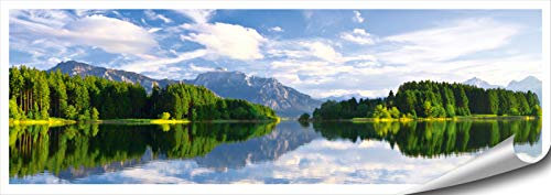 ARTBAY Berge Wald See Poster XXL, Panorama Kunstdruck - 118,8 x 42 cm, Forggensee bei Neuschwanstein, Füssen, Bayern, Deutschland, Alpen, König Ludwig II., | Wandposter | Fotoposter | Wandgestaltung