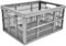 CrazyGadget® 32L Plastic Folding Storage Container Basket Crate Box Stack Foldable Portable - Set of 5 (Made In U.K.) (Silver)