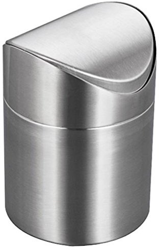 LianShi 2L Edelstahl Desktop Mülleimer Swing Top Mülleimer für Küche Schlafzimmer Büro Countertop