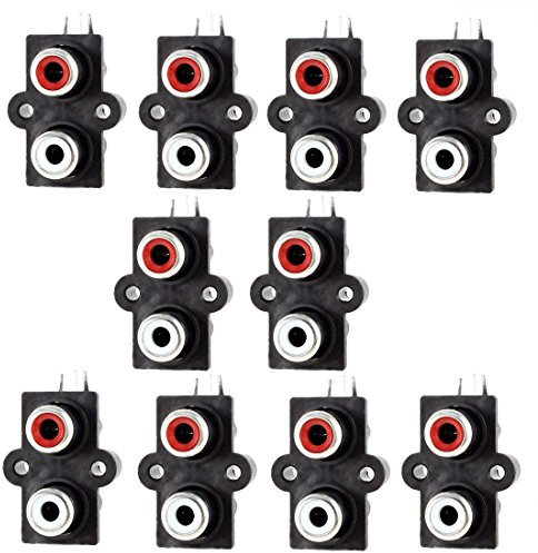 Oiyagai Lot de 10 Connecteurs Jack RCA Femelle pour Montage sur PCB – Double Prise AV Audio Vidéo pour Projets DIY et Amplificateurs