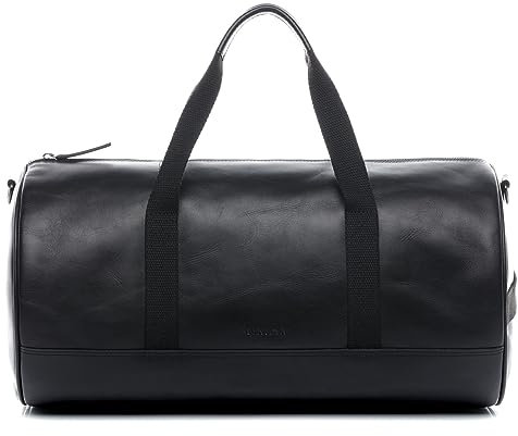 FEYNSINN Reisetasche echt Leder - Weekender Finlay 46 cm - Sporttasche Handgepäck mit Schultergurt - Ledertasche Herren und Damen schwarz handgefertigt