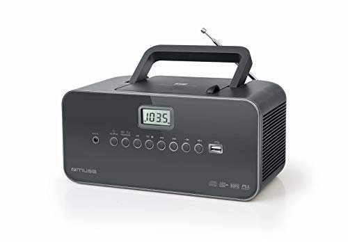 Muse M-28 DG Radio Portable pour CD PLL Radio FM Tuner MW Enregistreur de Stations USB, Lecture MP3, réseau ou Piles, Gris foncé