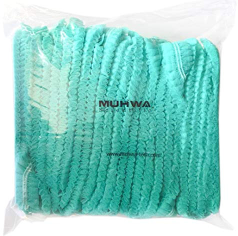 MUHWA Einwegkappen, Haarnetz, elastisch, freie Größe, für Kosmetik, Schönheit, Küche, Kochen, Heimindustrie, Krankenhaus, 100 Stück, Grün