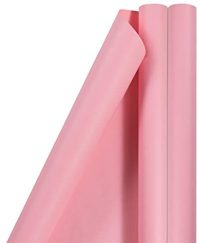 JAM Paper Gift Wrap - Matte Wrapping Paper - 50 Sq Ft Total (30 in x 10 Ft Each) - Matte Light Baby Pink Pastel - 2 Rolls/Pack