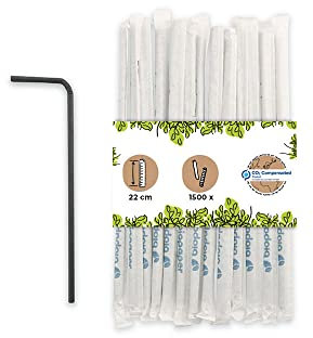 BIOZOYG Papier Trinkhalme 22cm I schwarzer Strohhalm 5mm Ø I Trinkhalm biologisch abbaubar I Party Trinkhalme für Cocktails einzeln verpackt I Papier Strohhalme flexibel 1500 Stück