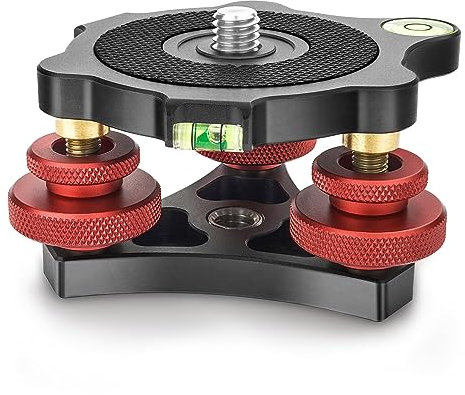 CAVIX Camera Leveler Tripod Leveling Base Tri-Wheel Head for Macro Photography Aluminum w Bubble Level 3 Axis Level with +/-5 Degree Precision Adjustment for DSLR Camera Rotator Panoramic Head LP-64