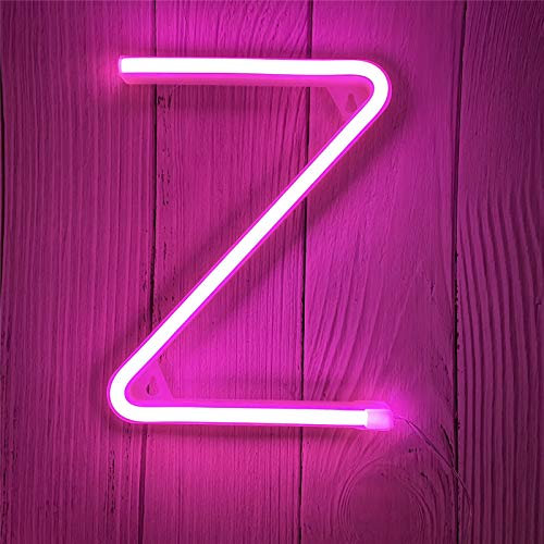 ENUOLI LED Neon Buchstaben Lichter Rosa Neonschild Leuchten Buchstaben Neonschild Batterie/USB Beleuchtete Buchstaben Neon Nachtlicht Dekor für Kinderzimmer,Hochzeit,Weihnachten,Valentinstag(Z)