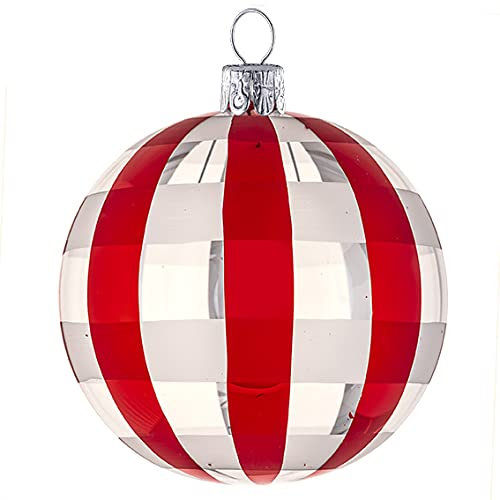 Set 6 sfere ornamentali (Ø 8cm) in vetro soffiato e decorato a mano per albero di Natale