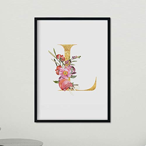 Nacnic Letter L Frame Poster Rose Gold Alphabet Pictures A3 Framed