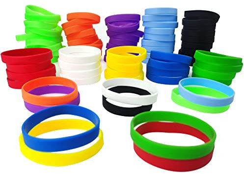 LVNRIDS Braccialetti in gomma da 100 pezzi, braccialetto elastico in silicone colorato per Adulti Multicolore