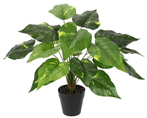 Künstliche Blattpflanze im Topf Pothos Pflanze Efeutute Photospflanze Kunstpflanze Seidenblumen Real Touch Dekopflanze Grünpflanze Seidenpflanze Zimmerpflanze Kunstblume Deko Büropflanze, 40x25x25cm