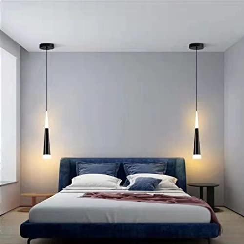 SXYSXYSXY LED5W Hängeleuchten Schlafzimmer Nachttisch Pendellampe Moderne Design Pendelleuchte Hängelampe Kronleuchter Höhenverstellbar 3000K Kronleuchter Für Wohnzimmer Treppen 5.6 * 45cm,Schwarz